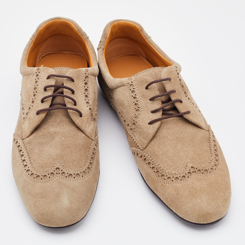 Gucci Grey Brogue Suede Derby Lace Up Loafers Size 41 - Picture 3 of 8